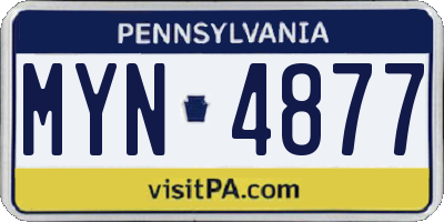 PA license plate MYN4877