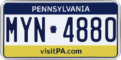 PA license plate MYN4880