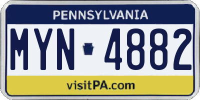 PA license plate MYN4882