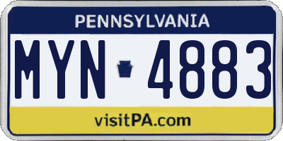 PA license plate MYN4883