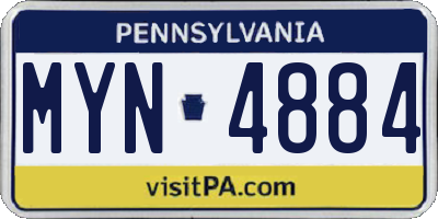 PA license plate MYN4884
