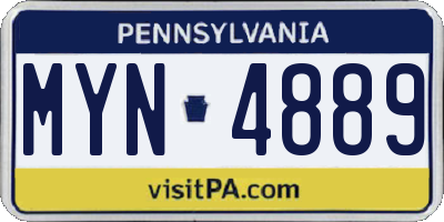 PA license plate MYN4889