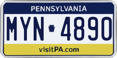 PA license plate MYN4890