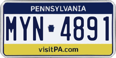 PA license plate MYN4891