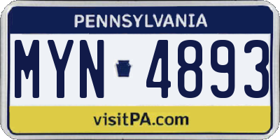 PA license plate MYN4893