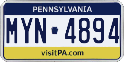 PA license plate MYN4894