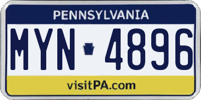 PA license plate MYN4896