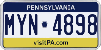 PA license plate MYN4898