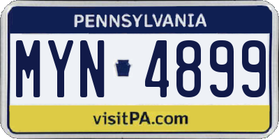 PA license plate MYN4899