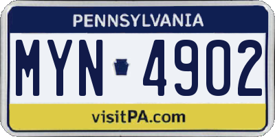 PA license plate MYN4902