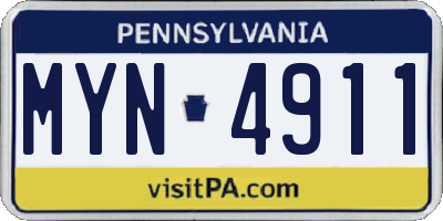 PA license plate MYN4911