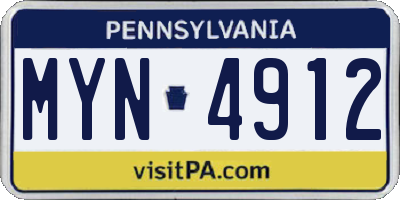 PA license plate MYN4912