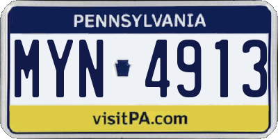 PA license plate MYN4913