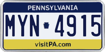 PA license plate MYN4915