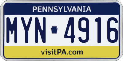 PA license plate MYN4916