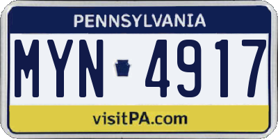 PA license plate MYN4917