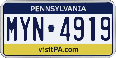 PA license plate MYN4919