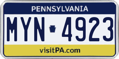 PA license plate MYN4923