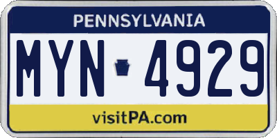 PA license plate MYN4929