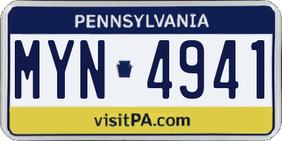 PA license plate MYN4941