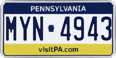 PA license plate MYN4943