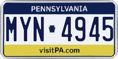 PA license plate MYN4945