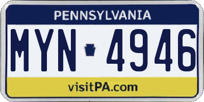 PA license plate MYN4946