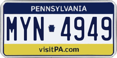 PA license plate MYN4949