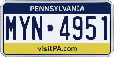 PA license plate MYN4951