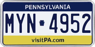 PA license plate MYN4952