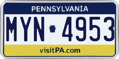 PA license plate MYN4953