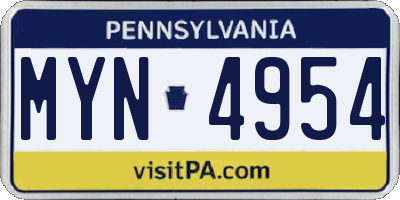 PA license plate MYN4954