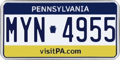 PA license plate MYN4955