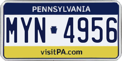 PA license plate MYN4956