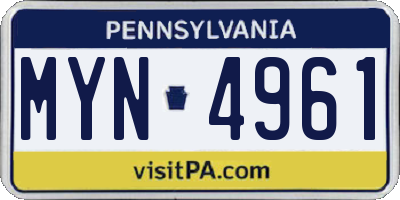 PA license plate MYN4961