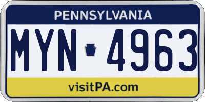 PA license plate MYN4963