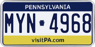PA license plate MYN4968