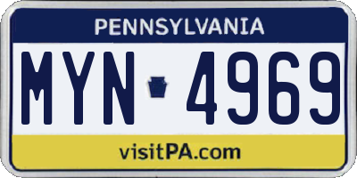 PA license plate MYN4969