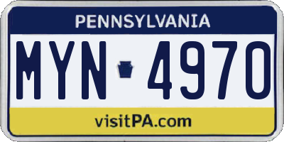PA license plate MYN4970