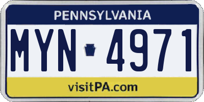 PA license plate MYN4971