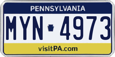 PA license plate MYN4973