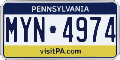 PA license plate MYN4974