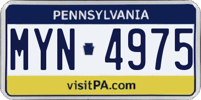 PA license plate MYN4975