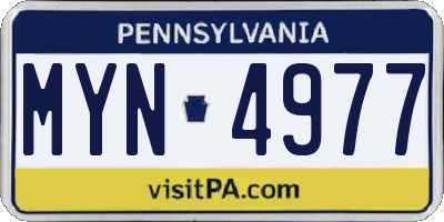 PA license plate MYN4977
