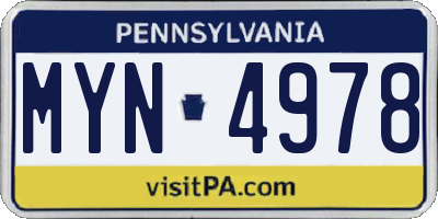 PA license plate MYN4978