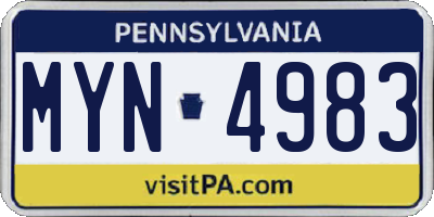 PA license plate MYN4983