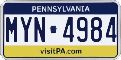 PA license plate MYN4984