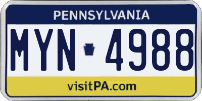 PA license plate MYN4988