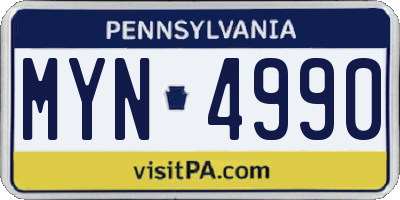 PA license plate MYN4990