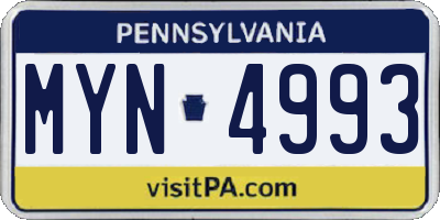 PA license plate MYN4993